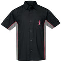 Mens Breast Cancer Awareness Dress Shirt (pocket print) - Black/Charcoal/Red